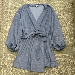 Shimmering Blue Wrap Dress